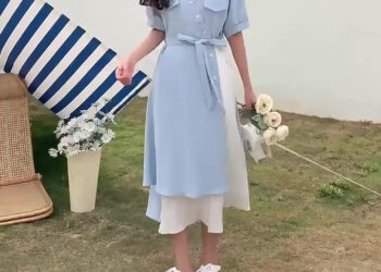 Review Susana Id Retro French Sky Slim Waist Dress D097: Dress Midi Stylish Dengan Diskon Menarik Di Shopee 2025